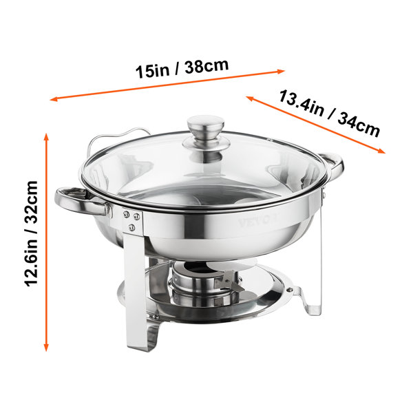 VEVOR Stainless Steel 4 Quarts Round Chafing Dish Wayfair